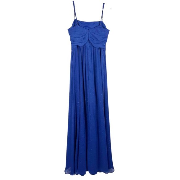 DB Studio David's Bridal Dress Size 2 Straight Neck Clip Dot A-Line Cobalt Blue - Picture 11 of 15